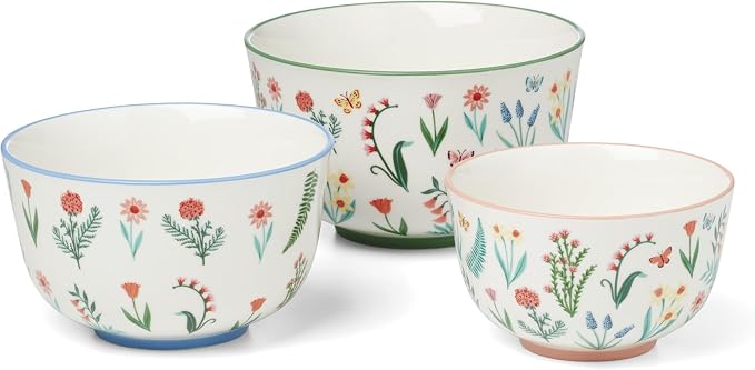 Oneida First Blooms Porcelain Nesting Bowls, microwave safe | space-saving - Image 3