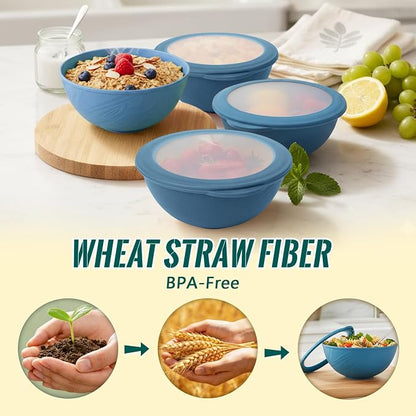 Soup Bowls with Lids, 40 OZ Wheat Straw Bowls Sets of 8, Unbreakable and - Image 2