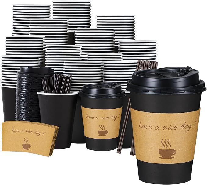 Lamosi 100 Pack 12 oz Coffee Cups, Disposable To Go Paper Cups by BuyNow