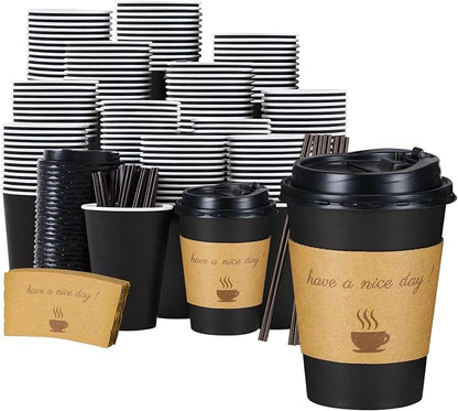 Lamosi 100 Pack 12 oz Coffee Cups, Disposable To Go Paper Cups by BuyNow