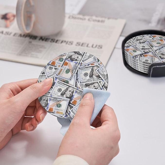 Novelty Funny Money Dollar Pattern Coasters - Image 7