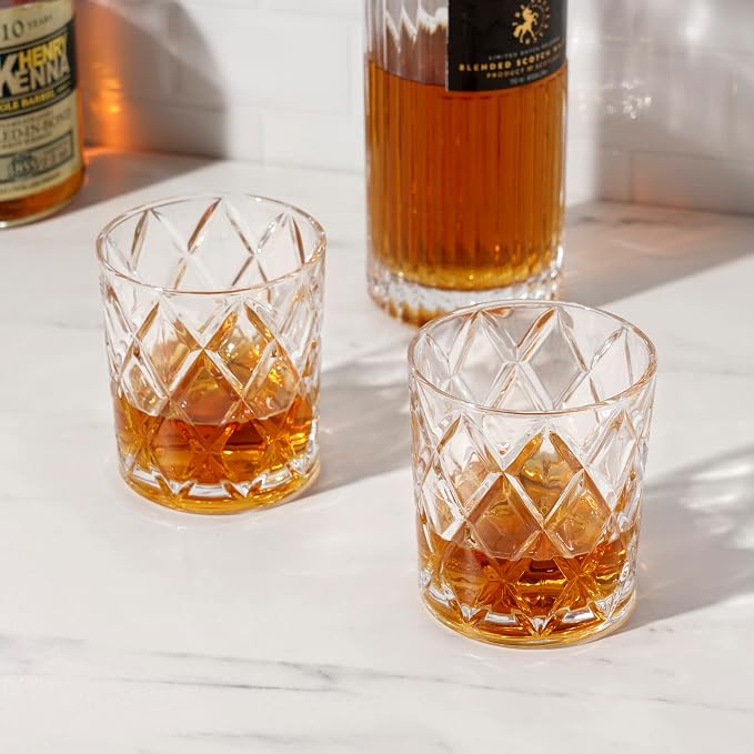 True Diamond Crystal Scotch Bourbon Whiskey Glasses, Old Fashioned Glasses - Image 5