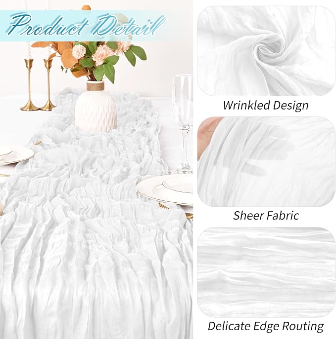15 Pack White Cheesecloth Table Runner 17 x 108 inch Cheese Cloth Table Runners - Image 3