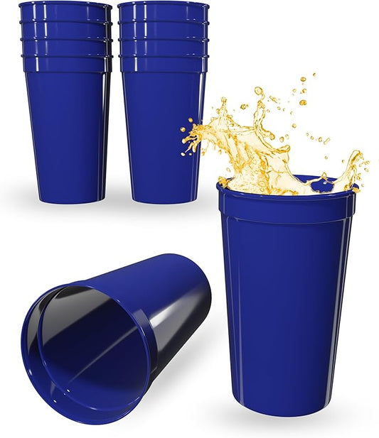 PartyPrints 10 Pack 22 oz Royal Blue Reusable Blank Plastic Cups, Colored by PartyPrints