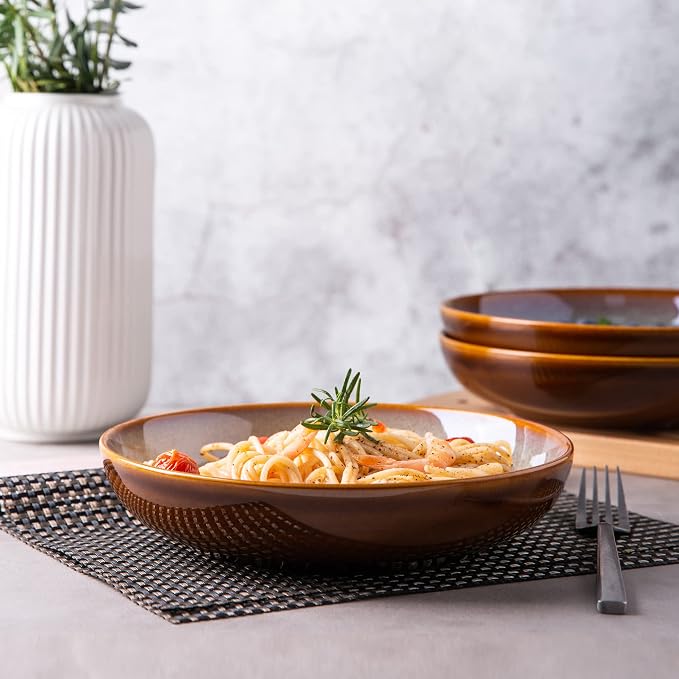 LERATIO Large Pasta Bowls, 38oz Ceramic Pasta Bowls, 9.0" Reactive Glaze Pasta - Image 5