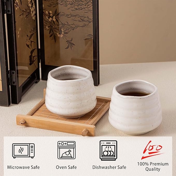 4pcs Japanese Tea Cup Set – Mini Size Cup 5OZ Ceramic Matcha Cup, Handless - Image 4