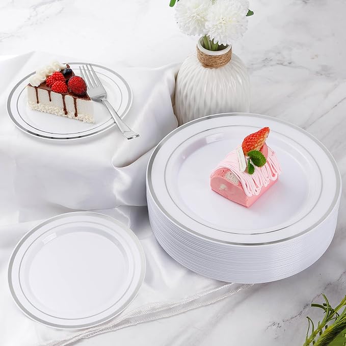 150 Pieces Silver Disposable Plates - Image 2