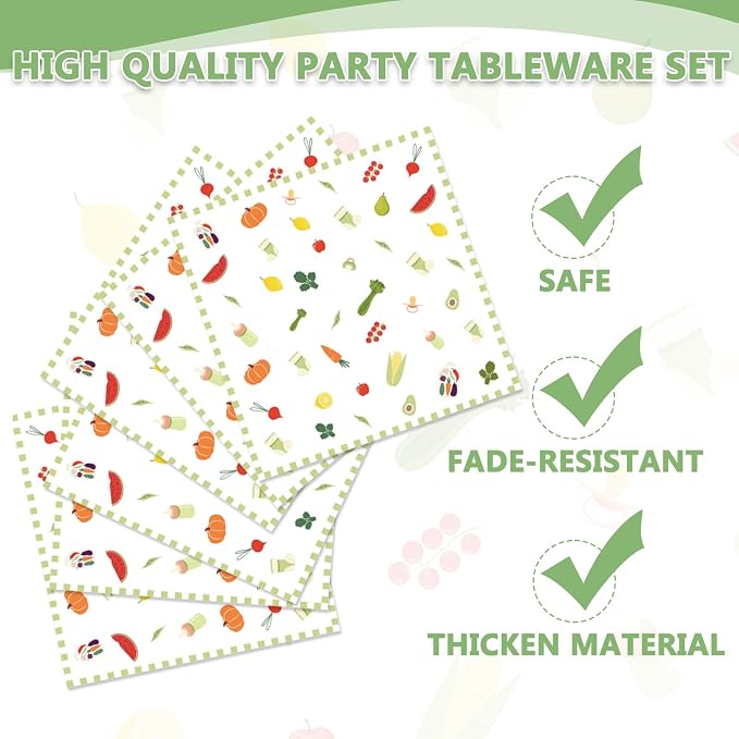 EUOYUFO 96Pcs Locally Grown Baby Shower Paper Plates Napkins Forks Locally - Image 3