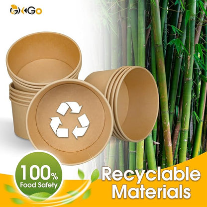 Ginkgo 90 Count 30 oz Extra Large Disposable Paper Bowls | Leak Proof, Heavy - Image 4