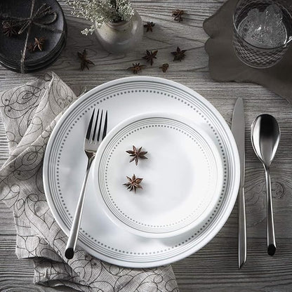 Corelle Vitrelle 18-Piece Service for 6 Dinnerware Set Triple Layer Glass and Chip Resistant, Lightweight Round Plates and Bowls Set, Mystic Gray