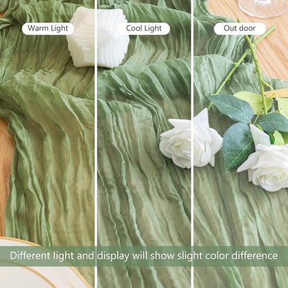 Cheesecloth Table Runner 10FT Sage Green Boho Gauze Rustic Sheer Runners | - Image 5