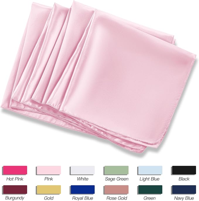 P Pothuiny 50 Pcs Pink Satin Napkins 17 x 17 Inch, Satin Cloth Napkins | Square - Image 6