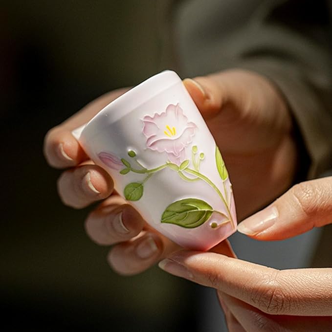 KAMMAK Ceramic Tea Cups Set of 2, 2.1 oz, Vintage Small Teacups, 709N | Hand - Image 5