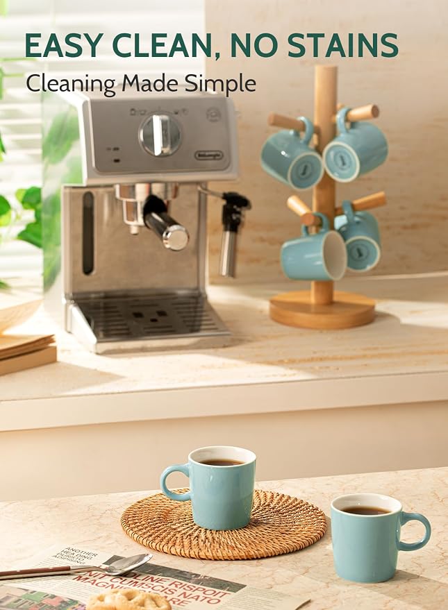 Sweese 3.5oz Porcelain Espresso Cups Set of 4, Mini Coffee Mugs Demitasse Cups - Image 5