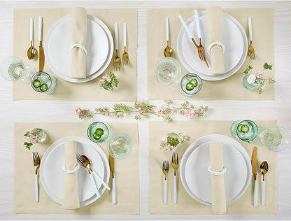 Solino Home Linen Napkins Set of 4-100% Pure Linen Birch Dinner Napkins Cloth 20 x 20 Inch for Spring, Easter - Fete, Handcrafted and Machine Washable