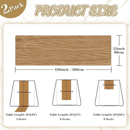 2 Pack Cheesecloth Table Runner, 120 Inch Nude Brown Table Runner - Image 2
