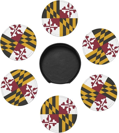 6 Pack Maryland State Flag Leather Coaster - Image 3