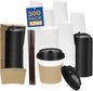 12 oz 300 Pack Coffee Cups with Lids and Sleeves, Straws, Hot Disposable To Go Travel Paper Cups Bulk for Office, Home Coffee Bar Accessories, Chocolate, Cocoa, Beverage (White)