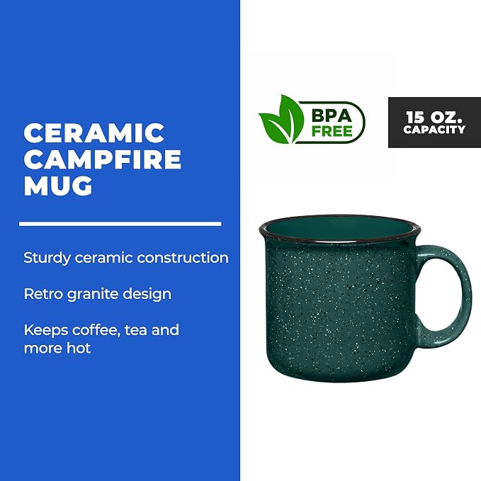 Set of 16 Ceramic Campfire Mugs – 15 Oz, Camping – Customizable - Image 2