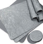 Spring Floral Pattern Placemats and Coasters Set, Embossed Flower Dinner Table by Unknown