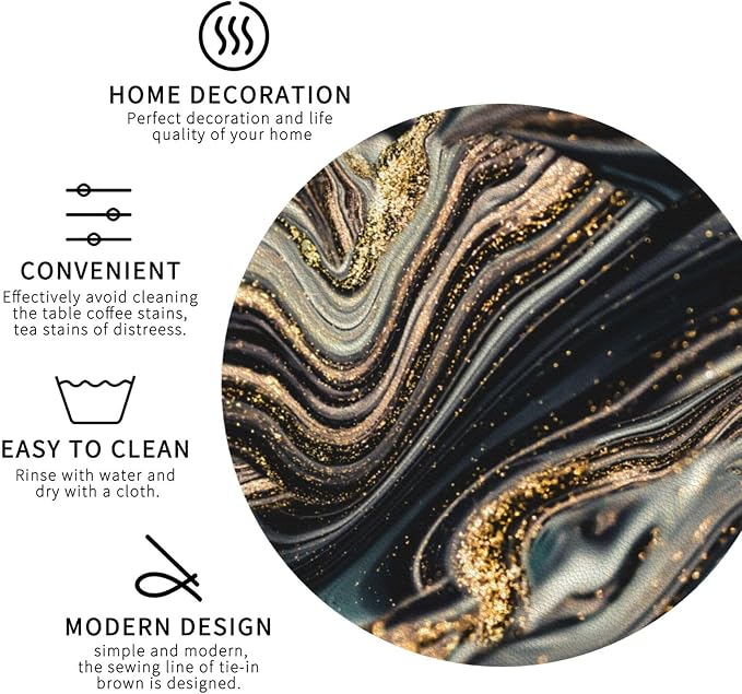 Black Gold Marble Style Coasters Set of 6 Coasters - Image 4