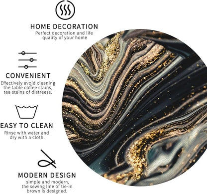 Black Gold Marble Style Coasters Set of 6 Coasters - Image 4