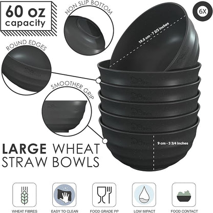 Wheat Straw Black Bowls 60 OZ - Image 2