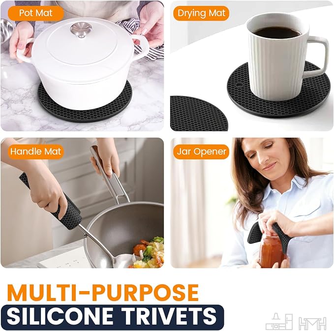 Silicone Trivet Mats 4 Heat Resistant Pot Holders Multipurpose Non-Slip Hot Pads - Image 3