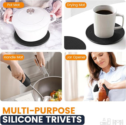 Silicone Trivet Mats 4 Heat Resistant Pot Holders Multipurpose Non-Slip Hot Pads - Image 3