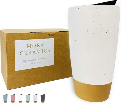 Mora Double Wall Ceramic Coffee Travel Mug by MORA