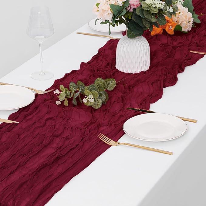 30 Pack Burgundy Cheesecloth Table Runner 17 x 108 inch Cheese Cloth Table - Image 4