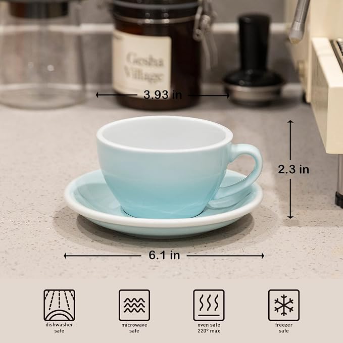 Loveramics Cappuccino Cup with Saucer, 8 oz Ceramic Coffee cup with Round Bottom - Image 5