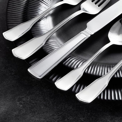 KINGSTONE 40-Piece Silverware Set, 18/10 Stainless Steel Flatware Set for 8, Tableware Cutlery Set, Utensil Sets for Home Restaurant, Mirror Finish, Dishwasher Safe