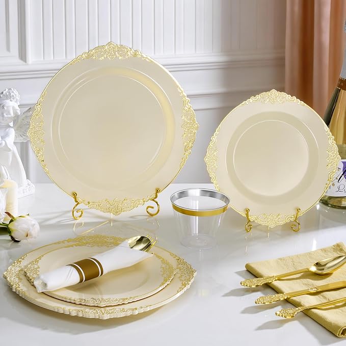 Bestluck 350PCS Ivory Disposable Dinnerware - Image 4