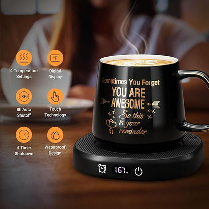 Coffee Mug Warmer & You are Awesome Mug Set, Electric Cup Warmer - Image 2