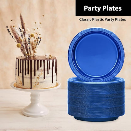 Hanna K. Signature Blue Plastic Plates 9 Inch 600 Count – Heavy Duty Disposable - Image 3