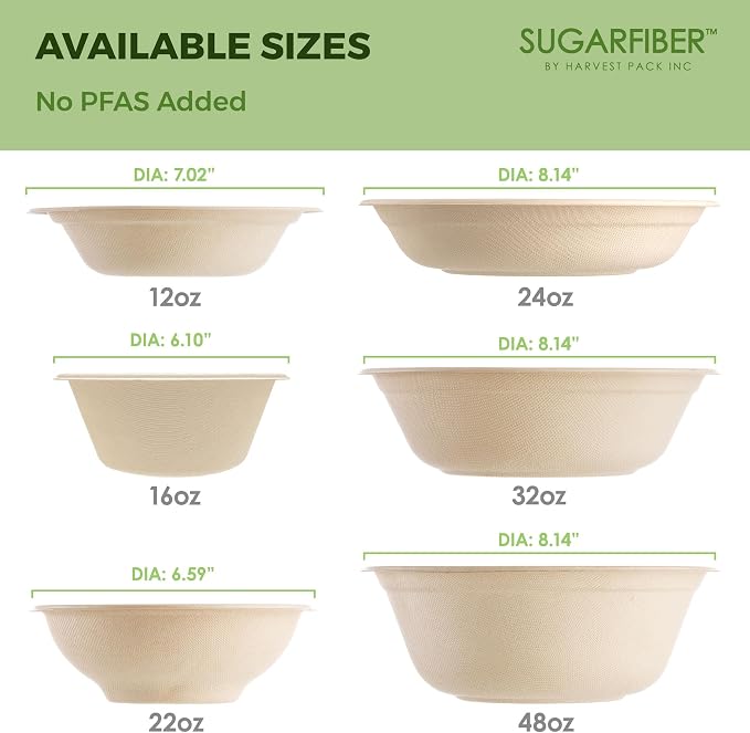 24oz Compostable Paper Bowls Disposable Round Natural Soup Bowls, Biodegradable - Image 7