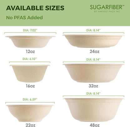 24oz Compostable Paper Bowls Disposable Round Natural Soup Bowls, Biodegradable - Image 7