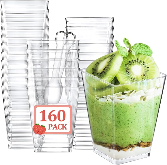 Eupako 160 Pack 5 OZ Plastic Mini Dessert Cups by Eupako