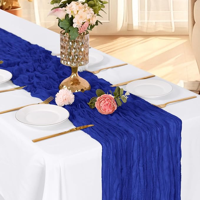 3 Pack Royal Blue Cheesecloth Table Runner, 17 x 108 Inch, Gauze Cheese Cloth - Image 2