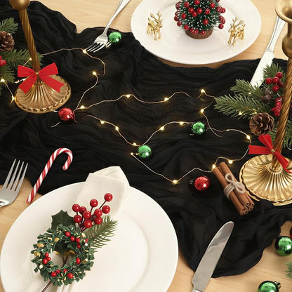 20 Pack Black Cheesecloth Table Runner 120 Inch Boho Wedding Decor | - Image 5