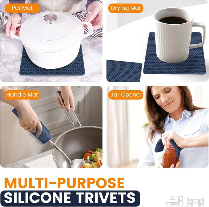 Silicone Trivet Mats 4 Heat Resistant Pot Holders Multipurpose Non-Slip Hot Pads - Image 3