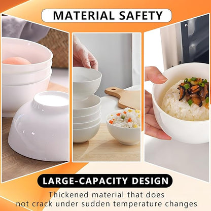 Soup Bowls, 22 oz White Ceramic Bowls, 6 Inch Cereal Bowl, Porcelain Bowl Set of 6 for Soup, Pasta, Salad, Fruit, Rice, Oatmeal, Dishwasher and Microwave Safe (Set of 6)
