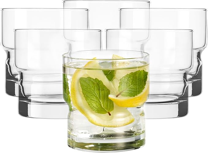 Libbey Newton Double Old Fashioned Glasses Set of 6, Stackable Short Drinking - Image 7