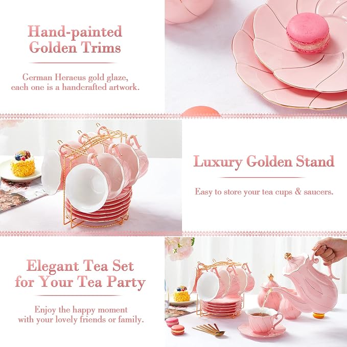 DUJUST 22 pcs Porcelain Tea Set - Image 4