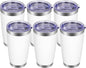 VEGOND 20oz Tumbler with Lid and Straw Stainless Steel Tumbler Cup Bulk Vacuum Insulated Double Wall Travel Coffee Mug Powder Coated Coffee Cup(White 6 Pack