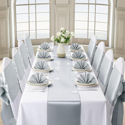Silver Satin Table Runner, 12x108 Inches, 2 Pack | Premium Satin, Smooth - Image 3