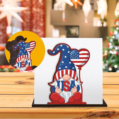 Patriotic Gnome Napkin Holder for Table, 4th of July Decor for Home Kitchen - Image 6