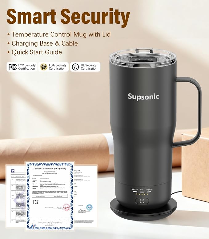 Supsonic Heated Coffee Mug, 20oz Electric Temperature Control Cup | Keeps - Image 8