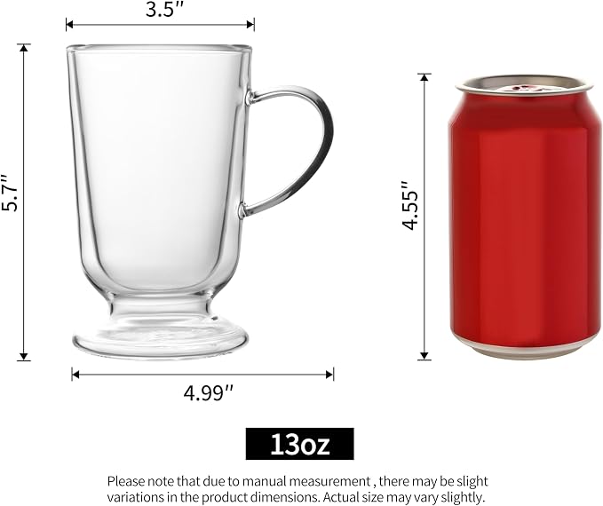NIRA.Z 12.5 OZ Double Walled Glass Coffee Mugs - Image 2